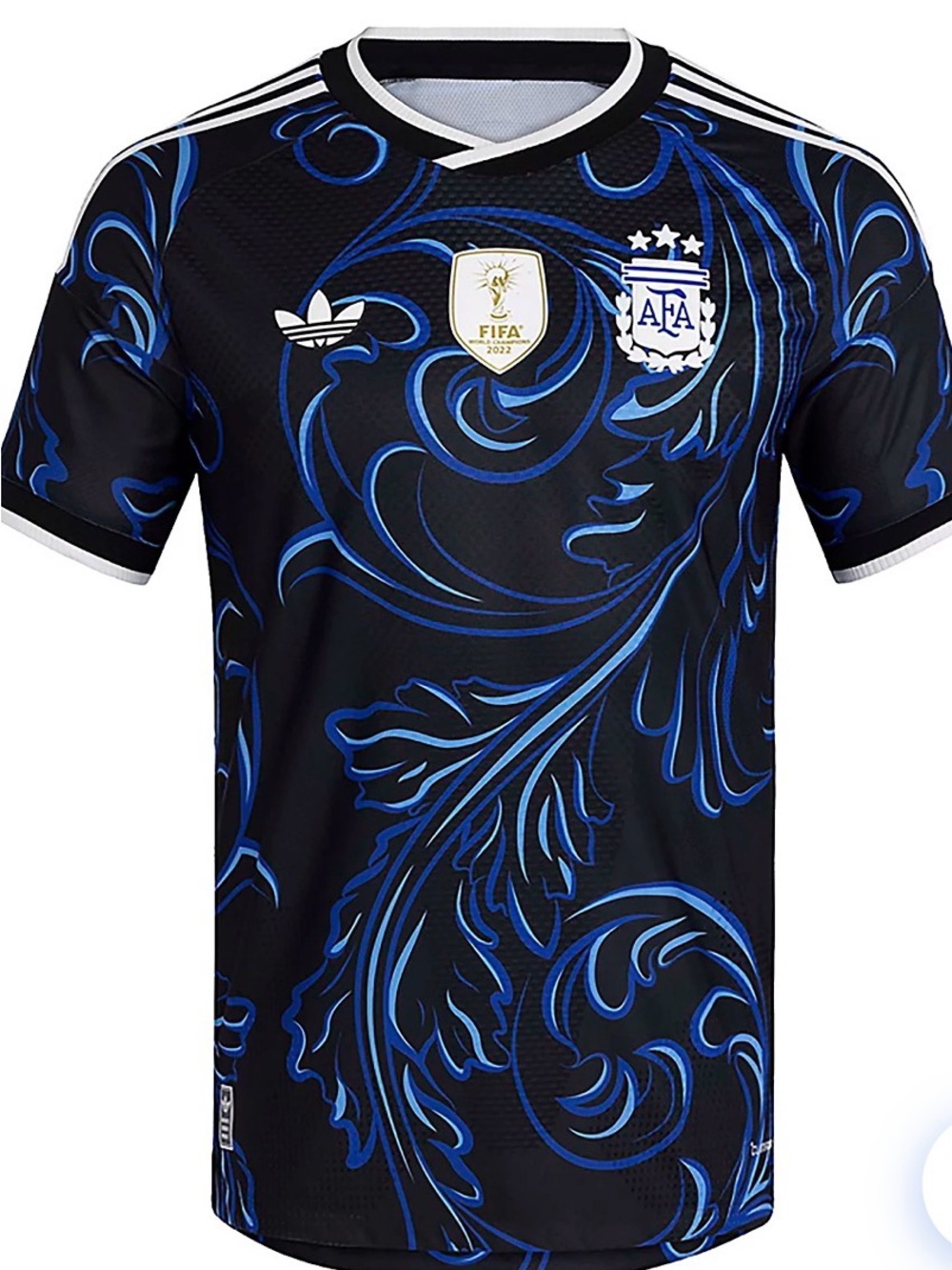 Authentic adidas Men’s Black & Blue Argentina Football Jersey with Swirl Print